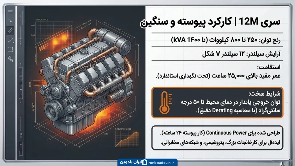 سری 12M بادوین رنج ۲۵۰ تا ۸۰۰ کیلووات — صنعتی سنگین